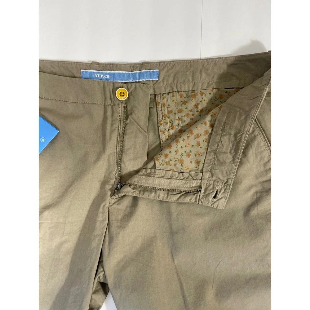 AT.P.CO Men's Khaki Cotton Shorts 54‎ US 38 NWT Tailored Fit Floral Lining Italy